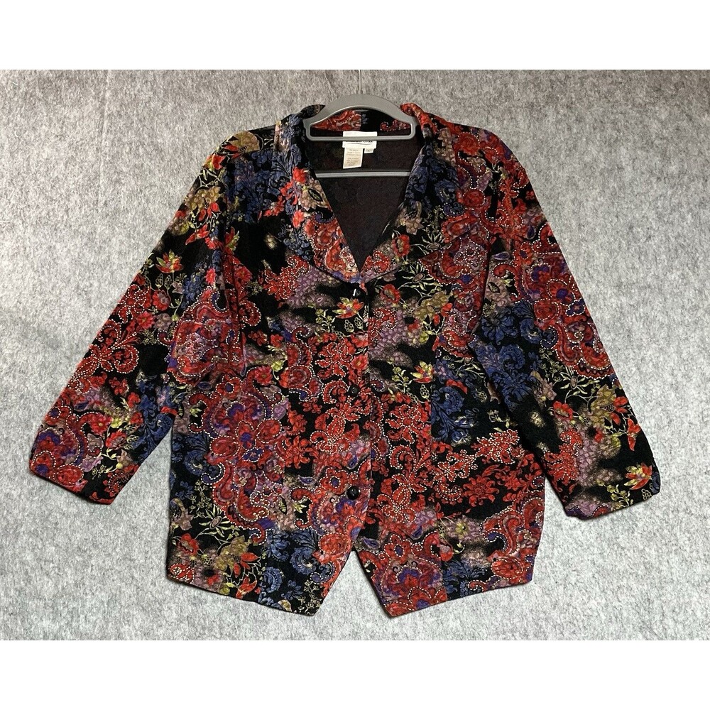 Coldwater Creek Shirt Womens Large Floral Stretch Top Layer Capsule Cottage